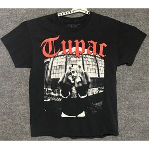 2PAC Tupac Shakur Double Middle Finger Graphic T Shirt Black Men's Size L
